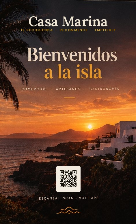 Póster de Vott, modelo Atardecer, con el nombre del alojamiento arriba